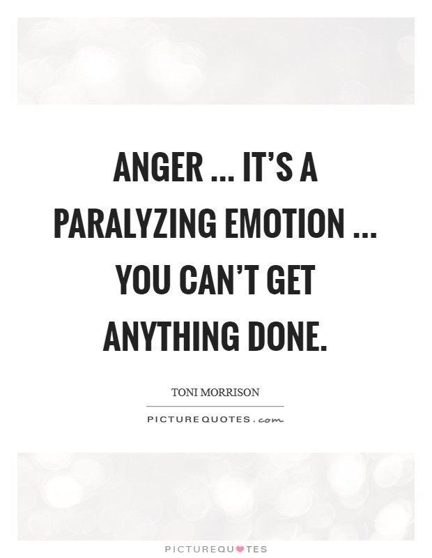 Anger ... it's a paralyzing emotion ... you can't get anything done. Picture Quote #1