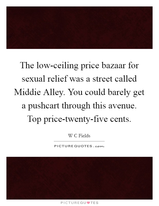 The low-ceiling price bazaar for sexual relief was a street called Middie Alley. You could barely get a pushcart through this avenue. Top price-twenty-five cents. Picture Quote #1