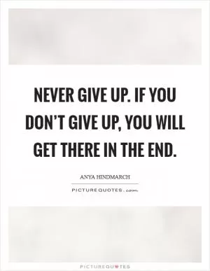 Never give up. If you don’t give up, you will get there in the end Picture Quote #1