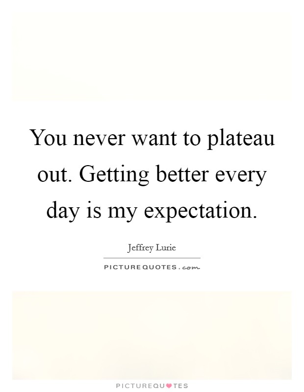 You never want to plateau out. Getting better every day is my expectation. Picture Quote #1