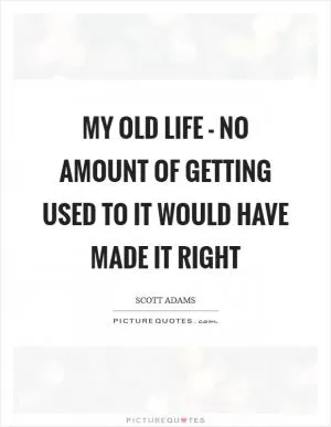 My old life - no amount of getting used to it would have made it right Picture Quote #1