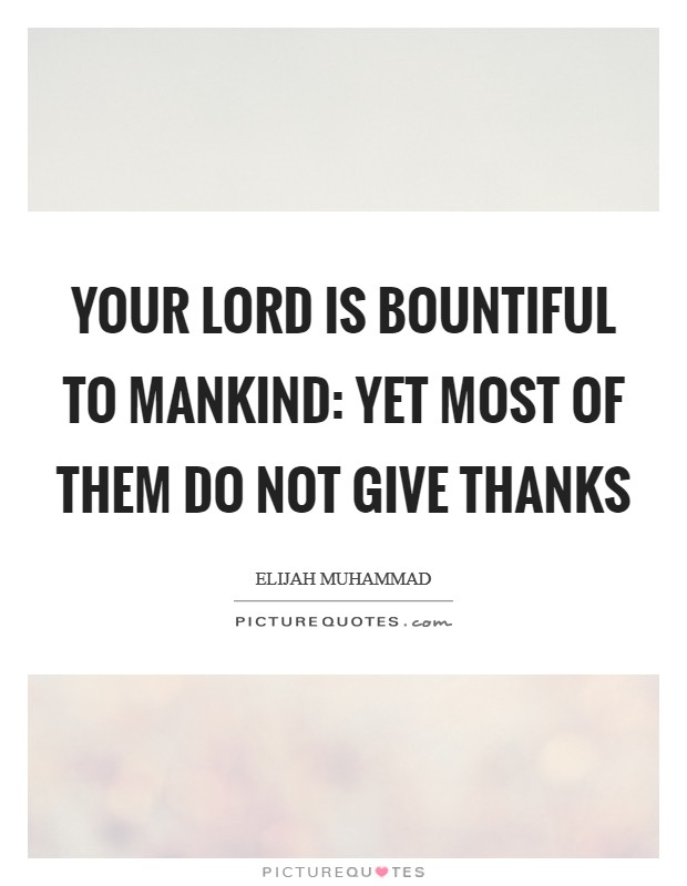 Your Lord is bountiful to mankind: yet most of them do not give thanks Picture Quote #1