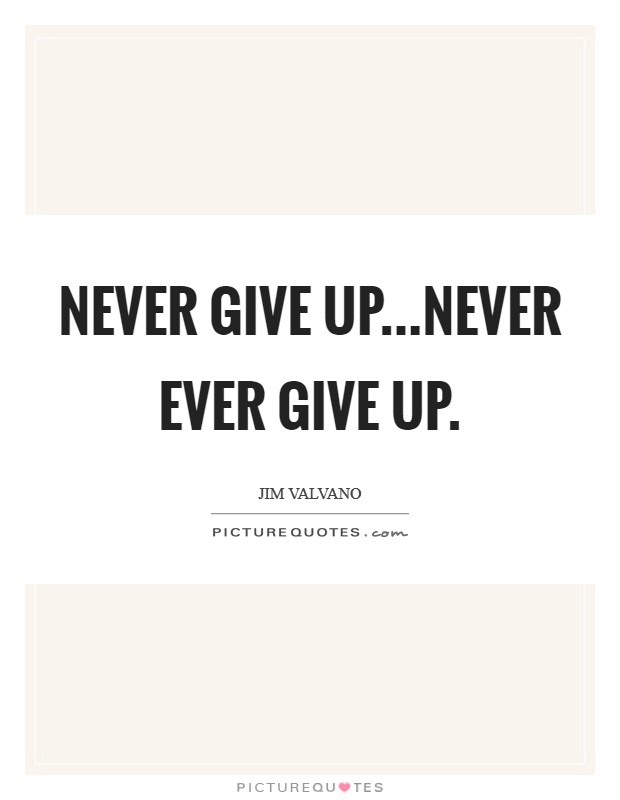 Never give up...never ever give up. Picture Quote #1
