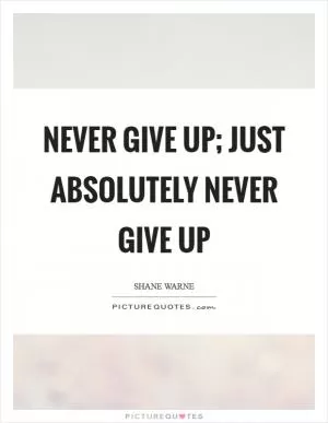 Never give up; just absolutely never give up Picture Quote #1