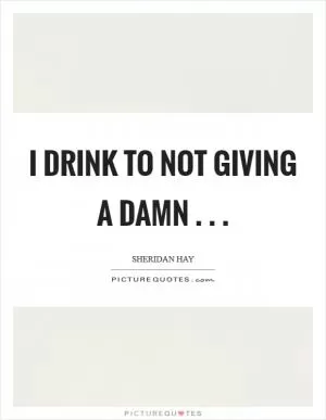 I drink to not giving a damn . .  Picture Quote #1