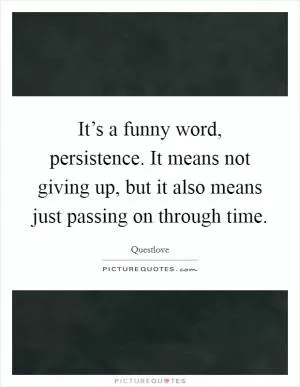 It’s a funny word, persistence. It means not giving up, but it also means just passing on through time Picture Quote #1