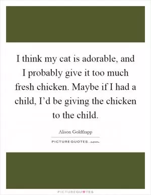I think my cat is adorable, and I probably give it too much fresh chicken. Maybe if I had a child, I’d be giving the chicken to the child Picture Quote #1