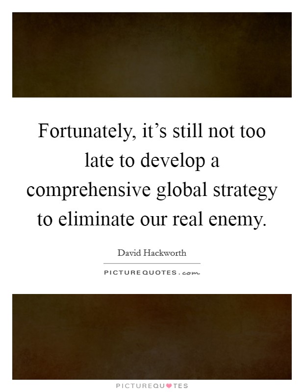 Fortunately, it's still not too late to develop a comprehensive global strategy to eliminate our real enemy. Picture Quote #1