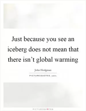 Just because you see an iceberg does not mean that there isn’t global warming Picture Quote #1