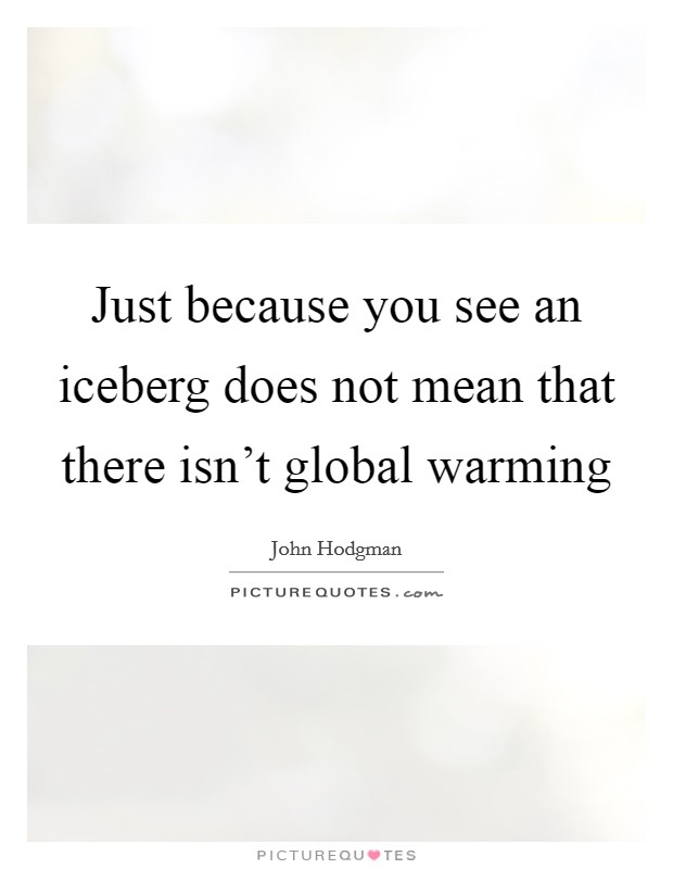 Just because you see an iceberg does not mean that there isn't global warming Picture Quote #1