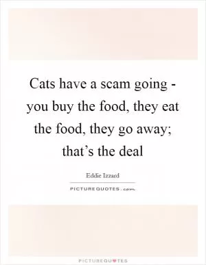 Cats have a scam going - you buy the food, they eat the food, they go away; that’s the deal Picture Quote #1