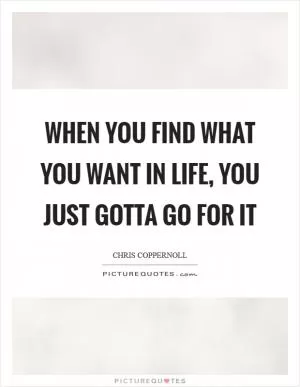 When you find what you want in life, you just gotta go for it Picture Quote #1