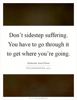 Don’t sidestep suffering. You have to go through it to get where you’re going Picture Quote #1