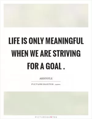 Life is only meaningful when we are striving for a goal  Picture Quote #1