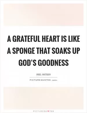A grateful heart is like a sponge that soaks up God’s goodness Picture Quote #1