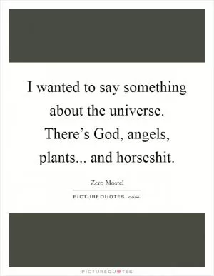 I wanted to say something about the universe. There’s God, angels, plants... and horseshit Picture Quote #1