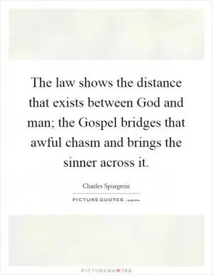 The law shows the distance that exists between God and man; the Gospel bridges that awful chasm and brings the sinner across it Picture Quote #1