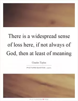 There is a widespread sense of loss here, if not always of God, then at least of meaning Picture Quote #1