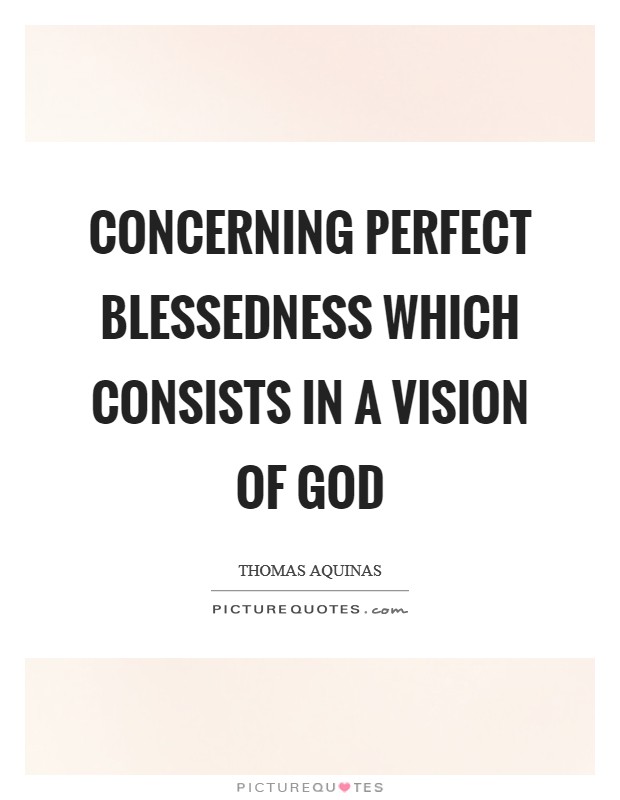 Concerning perfect blessedness which consists in a vision of God Picture Quote #1