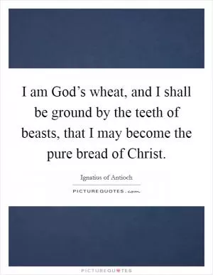 I am God’s wheat, and I shall be ground by the teeth of beasts, that I may become the pure bread of Christ Picture Quote #1