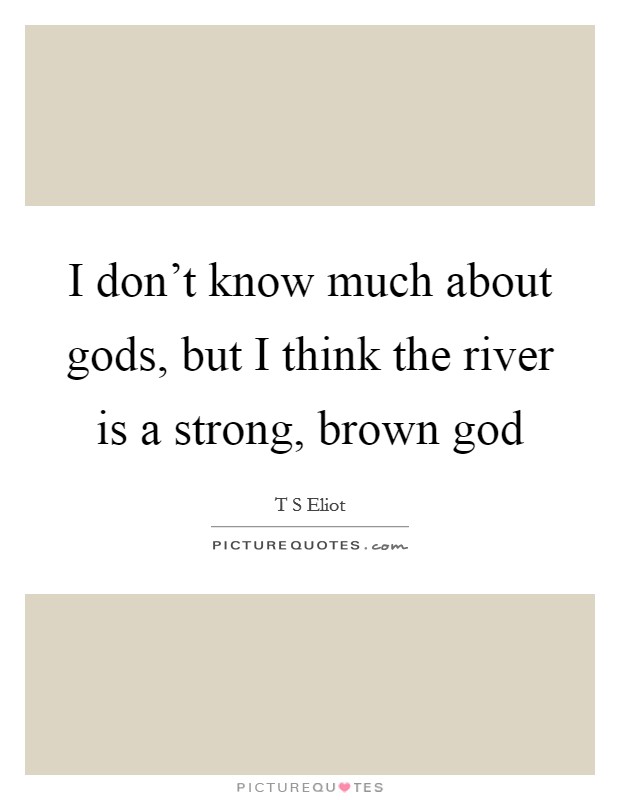I don't know much about gods, but I think the river is a strong, brown god Picture Quote #1
