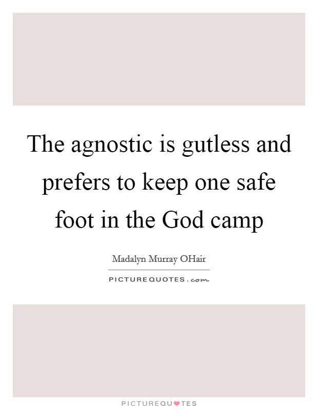 The agnostic is gutless and prefers to keep one safe foot in the God camp Picture Quote #1