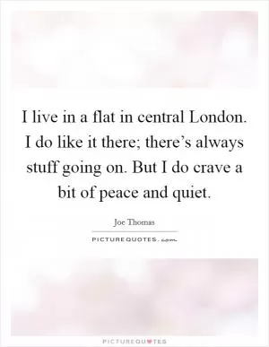 I live in a flat in central London. I do like it there; there’s always stuff going on. But I do crave a bit of peace and quiet Picture Quote #1