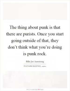 The thing about punk is that there are purists. Once you start going outside of that, they don’t think what you’re doing is punk rock Picture Quote #1