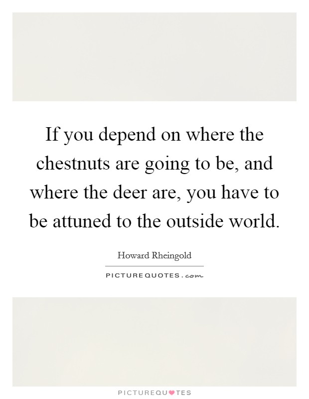 If you depend on where the chestnuts are going to be, and where the deer are, you have to be attuned to the outside world. Picture Quote #1