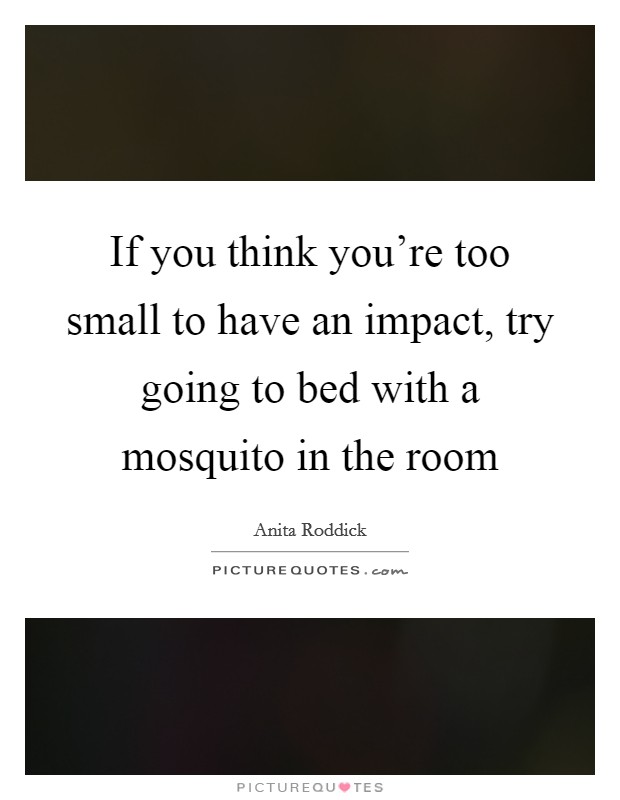 If you think you're too small to have an impact, try going to bed with a mosquito in the room Picture Quote #1