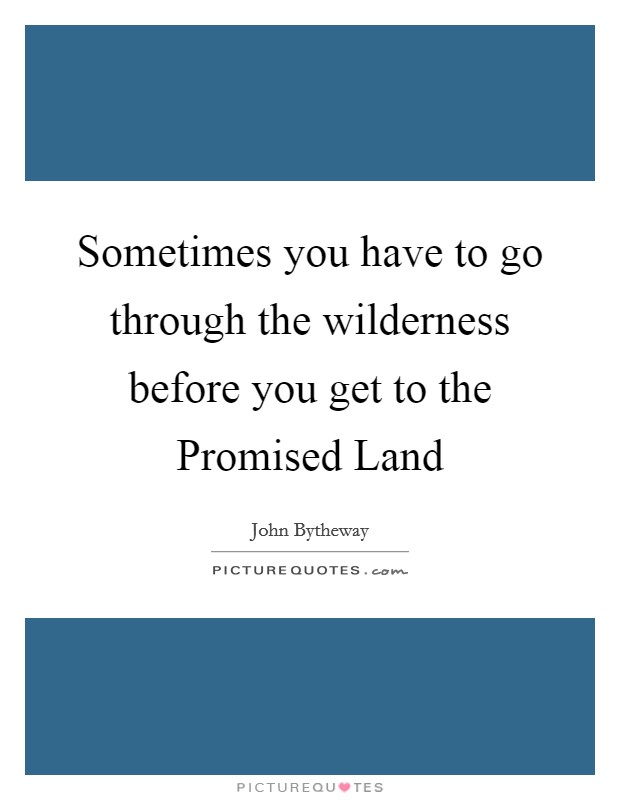 Sometimes you have to go through the wilderness before you get to the Promised Land Picture Quote #1