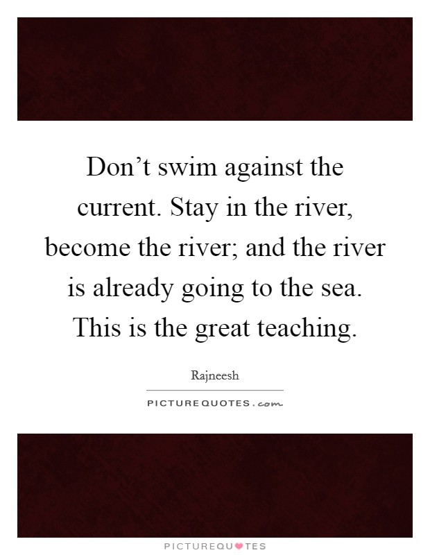 Don't swim against the current. Stay in the river, become the river; and the river is already going to the sea. This is the great teaching. Picture Quote #1