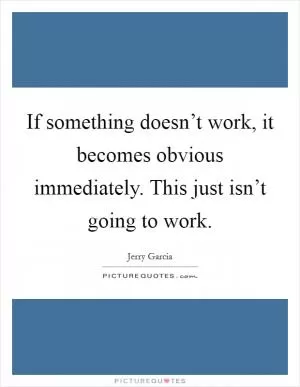 If something doesn’t work, it becomes obvious immediately. This just isn’t going to work Picture Quote #1