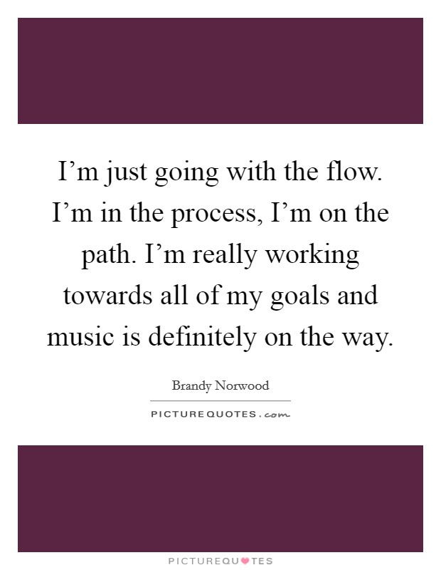 I'm just going with the flow. I'm in the process, I'm on the path. I'm really working towards all of my goals and music is definitely on the way. Picture Quote #1