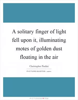 A solitary finger of light fell upon it, illuminating motes of golden dust floating in the air Picture Quote #1