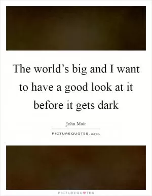 The world’s big and I want to have a good look at it before it gets dark Picture Quote #1
