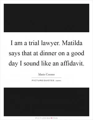 I am a trial lawyer. Matilda says that at dinner on a good day I sound like an affidavit Picture Quote #1