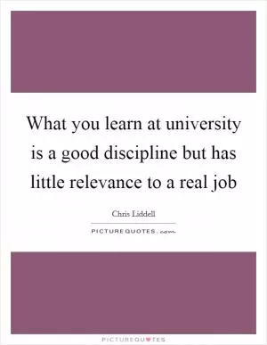 What you learn at university is a good discipline but has little relevance to a real job Picture Quote #1
