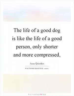 The life of a good dog is like the life of a good person, only shorter and more compressed, Picture Quote #1