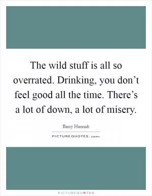 The wild stuff is all so overrated. Drinking, you don’t feel good all the time. There’s a lot of down, a lot of misery Picture Quote #1