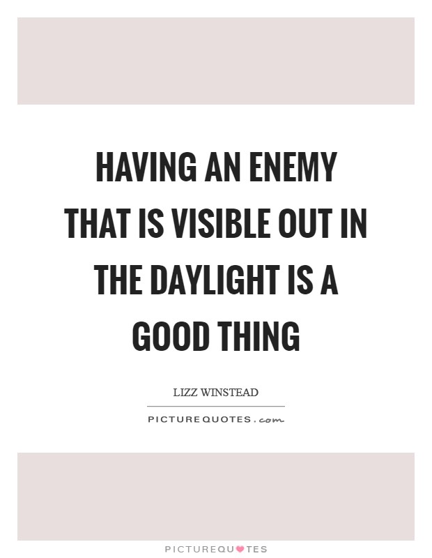 Having an enemy that is visible out in the daylight is a good thing Picture Quote #1