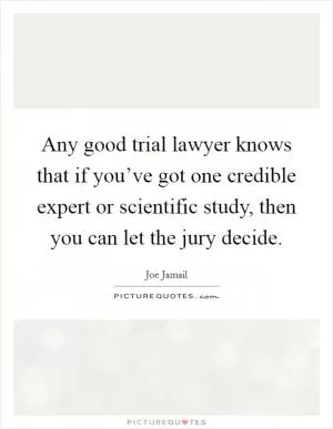 Any good trial lawyer knows that if you’ve got one credible expert or scientific study, then you can let the jury decide Picture Quote #1