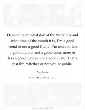 Depending on what day of the week it is and what time of the month it is, I’m a good friend or not a good friend. I’m more or less a good mom or not a good mom, more or less a good mate or not a good mate. That’s just life, whether or not you’re public Picture Quote #1