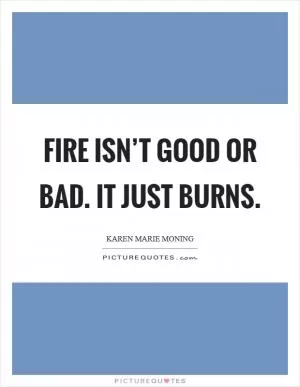 Fire isn’t good or bad. It just burns Picture Quote #1