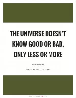 The universe doesn’t know good or bad, only less or more Picture Quote #1