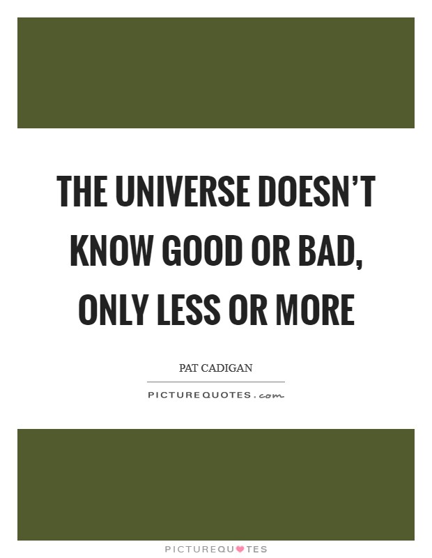 The universe doesn't know good or bad, only less or more Picture Quote #1