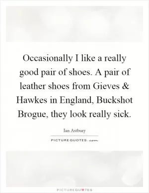 Occasionally I like a really good pair of shoes. A pair of leather shoes from Gieves and Hawkes in England, Buckshot Brogue, they look really sick Picture Quote #1