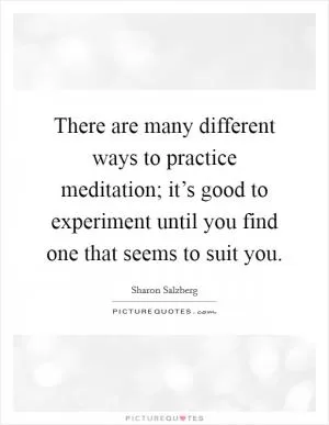 There are many different ways to practice meditation; it’s good to experiment until you find one that seems to suit you Picture Quote #1