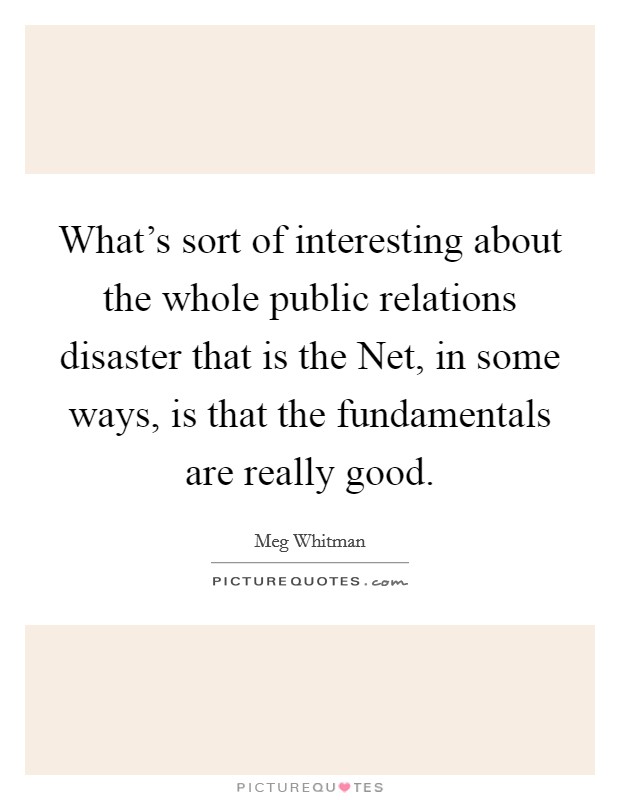 What's sort of interesting about the whole public relations disaster that is the Net, in some ways, is that the fundamentals are really good. Picture Quote #1