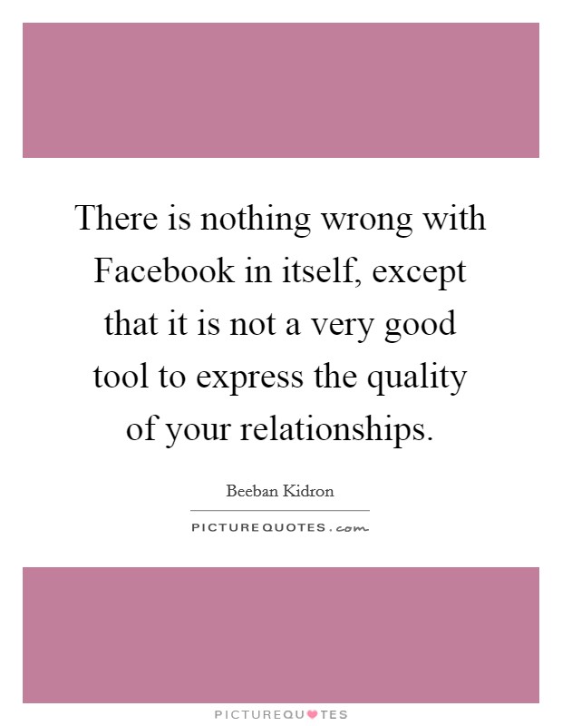 There is nothing wrong with Facebook in itself, except that it is not a very good tool to express the quality of your relationships. Picture Quote #1